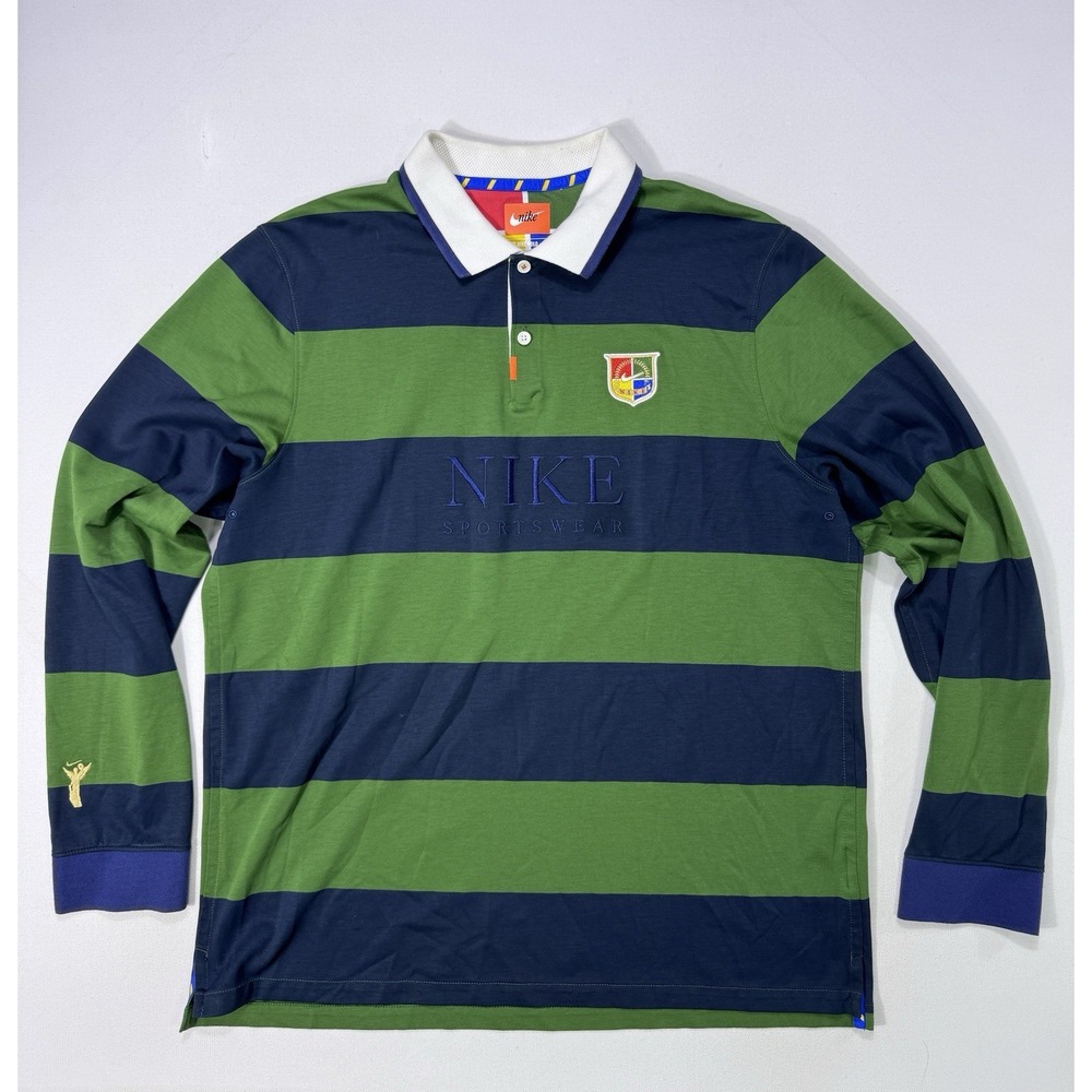 Nike Sportswear Long Sleeve Rugby Polo Men's Large Green DD8947-394 Dri-Fit